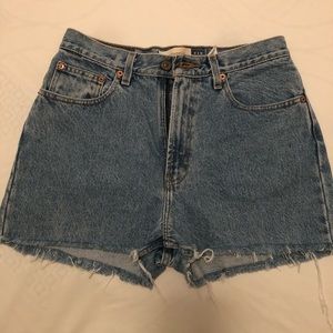 High-waisted denim shorts